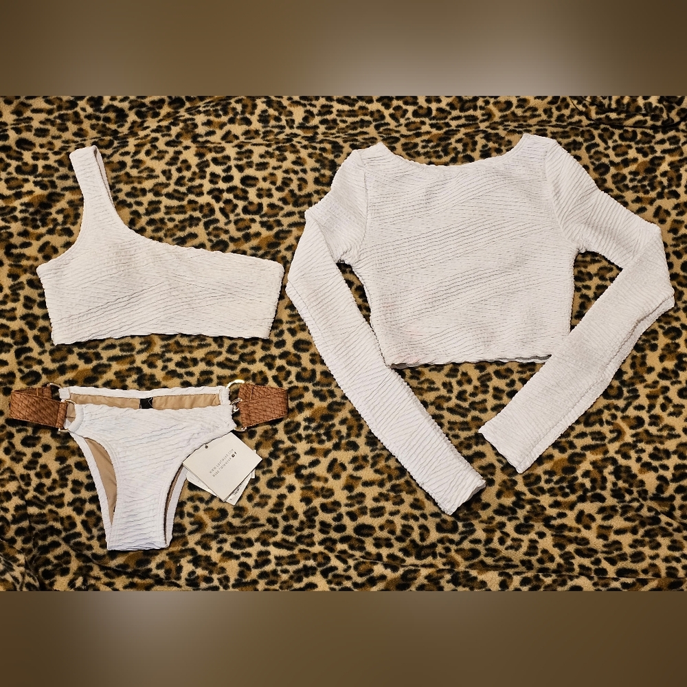 Mobo Luxury Designer Exclusive Swimwear Barbados Bikini Rash Guard Set Size PXS